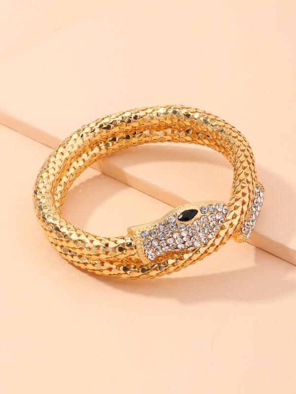 1pc Rhinestone Decor Serpentine Bangle - LuckyFash™