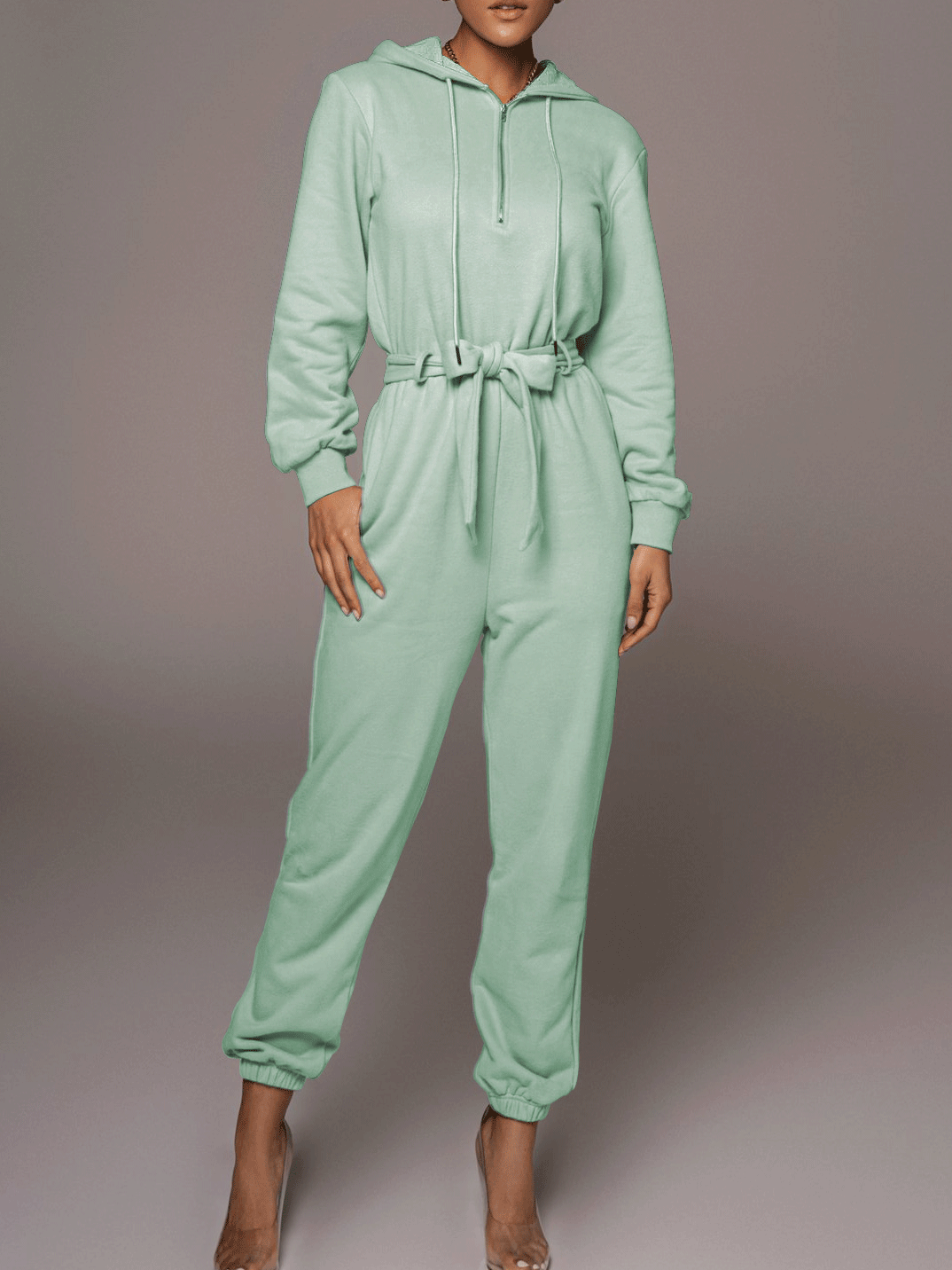 Women's Jumpsuits Zippered Hooded Belt Long Sleeve Cargo Jumpsuit - LuckyFash™