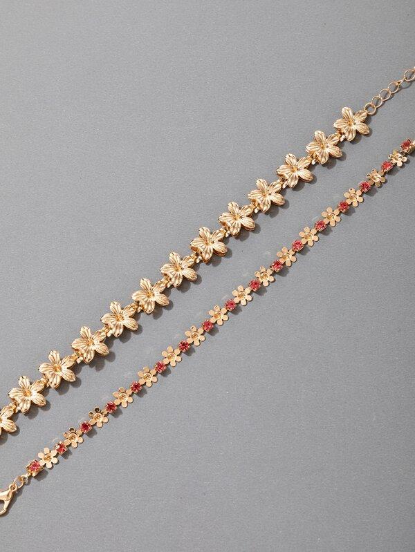 2pcs Rhinestone Flower Decor Bracelet - LuckyFash™