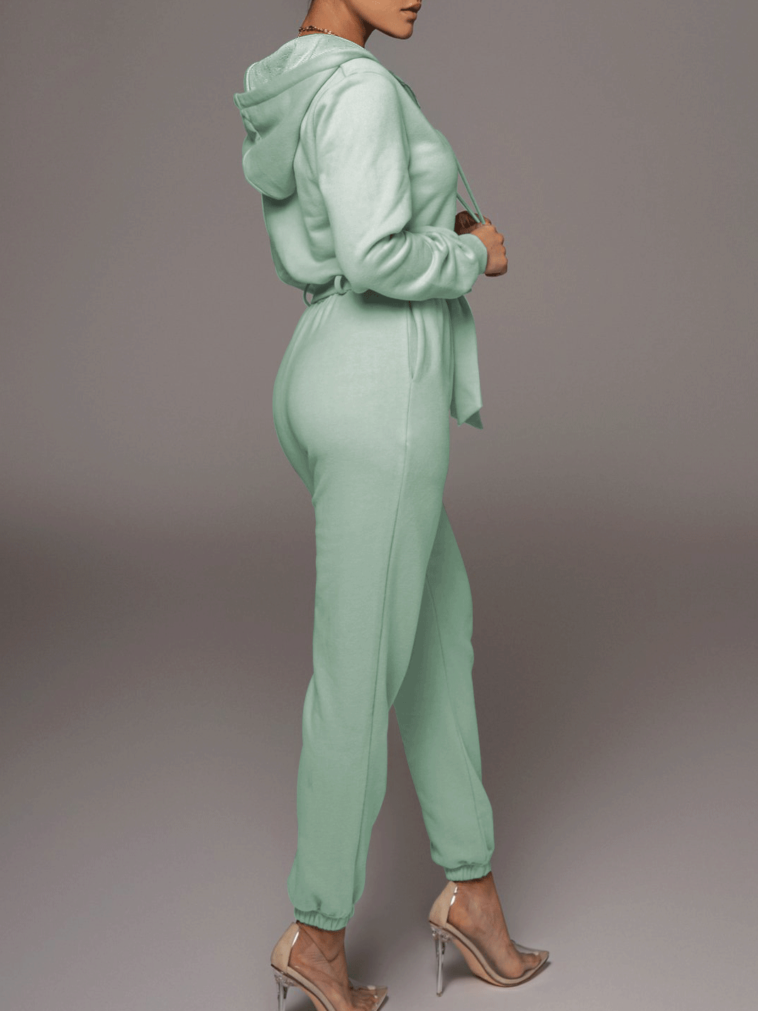 Women's Jumpsuits Zippered Hooded Belt Long Sleeve Cargo Jumpsuit - LuckyFash™