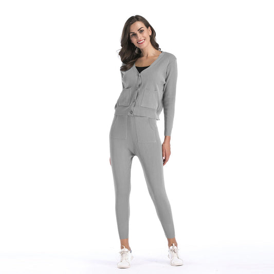 Women's knitted Cardigan suit - LuckyFash™