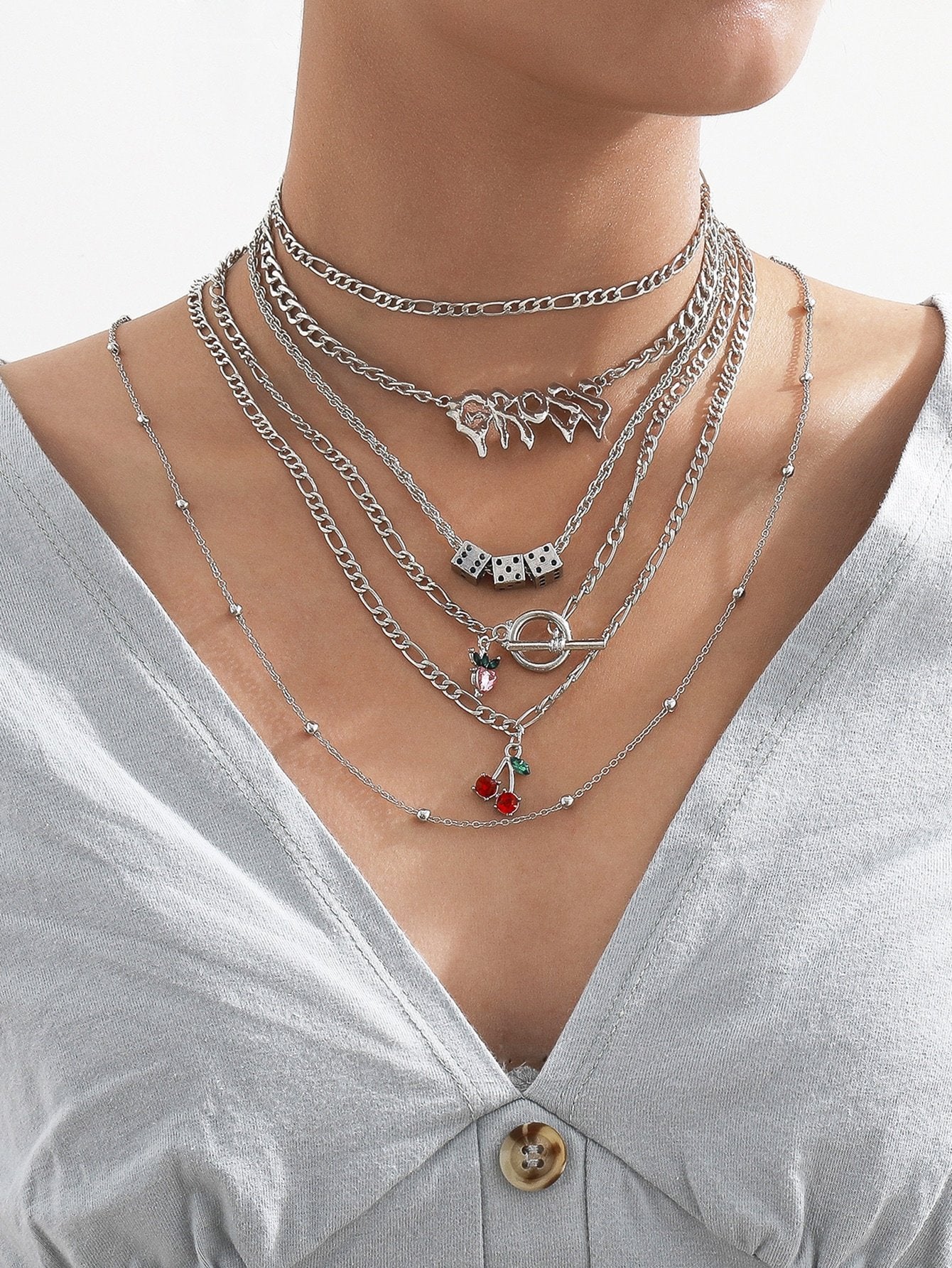 6pcs Rhinestone Fruit Decor Necklace - LuckyFash™