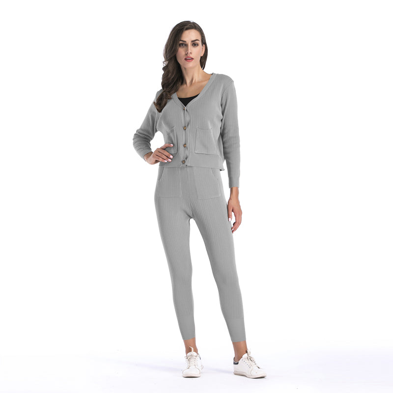 Women's knitted Cardigan suit - LuckyFash™