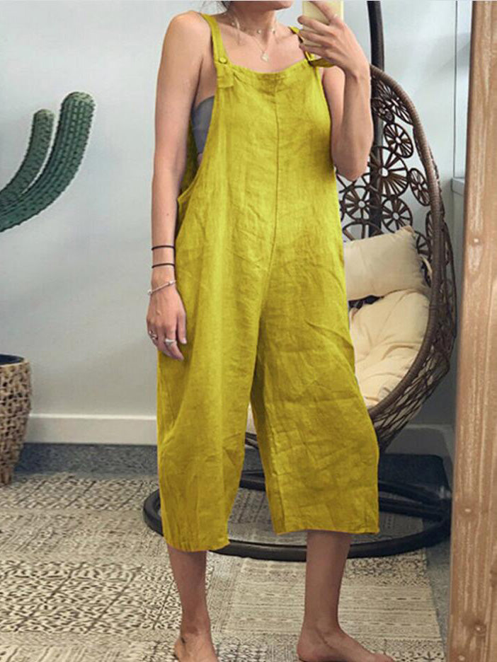 Women's Jumpsuits Solid Casual Cropped Sleeveless Jumpsuit - LuckyFash™