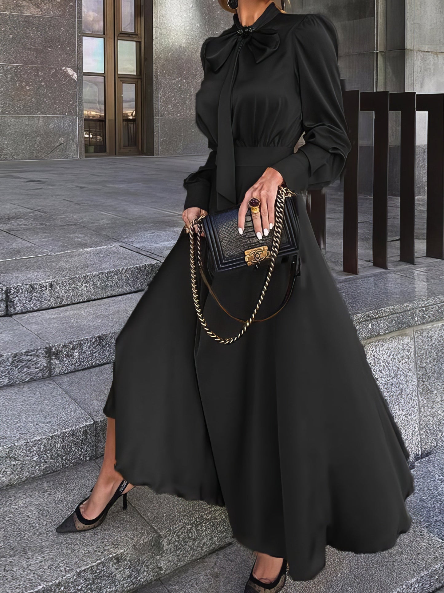 Dresses Bowknot Long Sleeve Temperament Dress - LuckyFash™