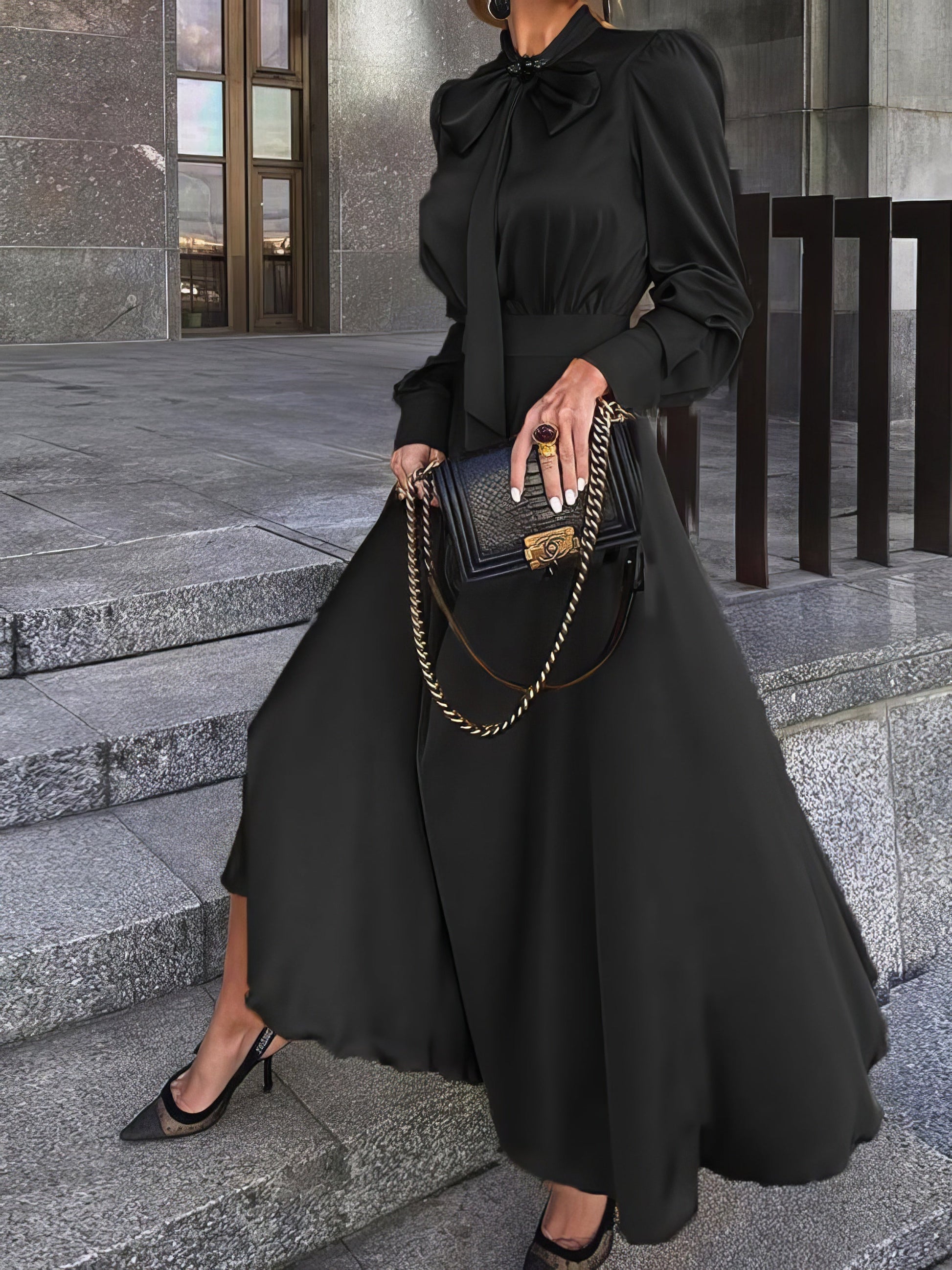 Dresses Bowknot Long Sleeve Temperament Dress - LuckyFash™