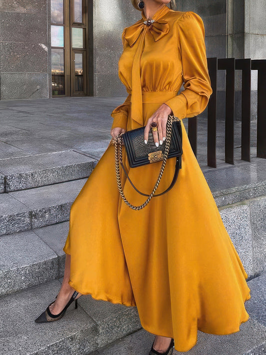 Dresses Bowknot Long Sleeve Temperament Dress - LuckyFash™