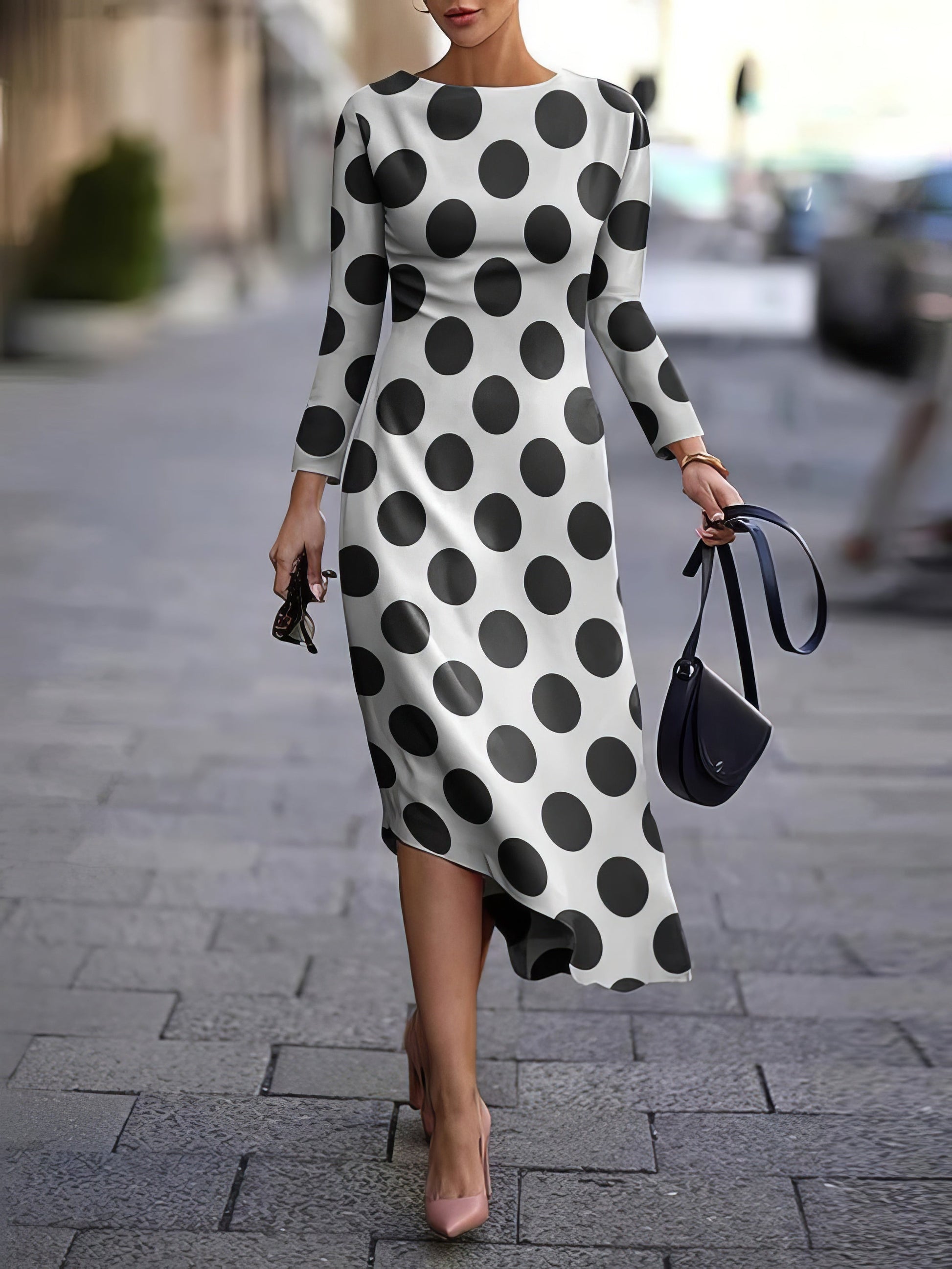 Dresses Printed Long Sleeve Irregular Dress - LuckyFash™