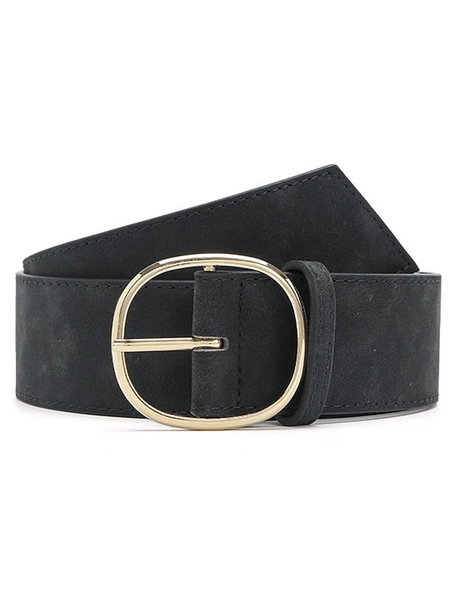 Women's Unisex PU Buckle Belt PU Leather Prong Buckle O-ring Classic Casual Party Work Black White Pink Red - LuckyFash™