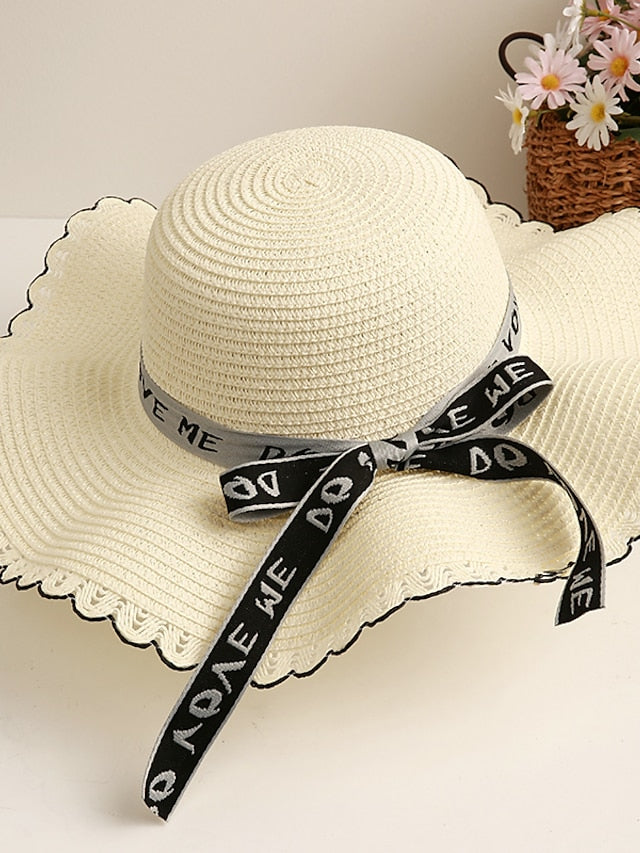 Women's Sun Hat Straw Hat Holiday Straw Vacation Beach Sunscreen Breathability Casual / Daily 1 pcs - LuckyFash™