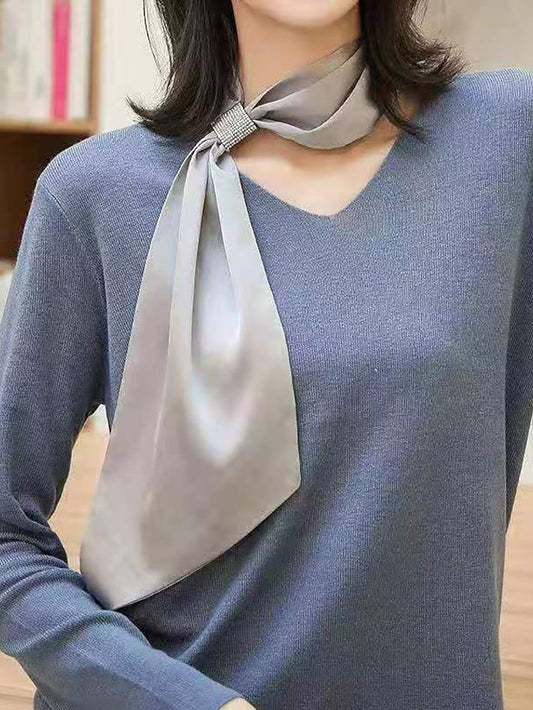 Women's Soft Scarf Solid Color Hijab Elegant Shiny Small Scarf Fashion Bandana Neck Scarves for Ladies Party Decorate - LuckyFash™