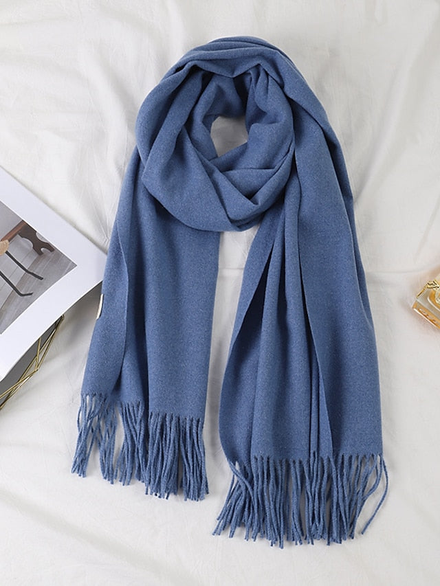 Women's Women's Shawls & Wraps Party Black Scarf Pure Color / Basic / Red / Fall / Winter / Polyester - LuckyFash™