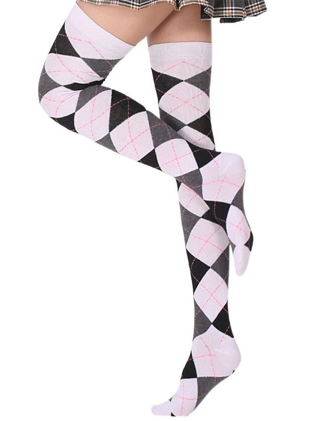 Women's Stockings Work Daily Holiday Plaid Polyester Cotton Simple Casual Lolita Casual Cute Casual / Daily 1 Pair - LuckyFash™