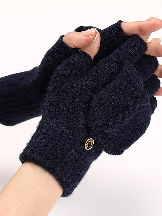 Women's Unisex Convertible Fingerless Gloves Mittens Daily Holiday Solid / Plain Color Polyester Simple Warm 1 Pair - LuckyFash™