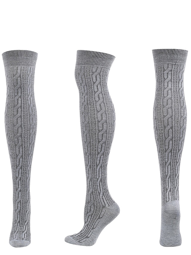 Women's Knee High Socks Home Daily Solid Color Polyester Spandex Basic Classic Warm 1 Pair - LuckyFash™