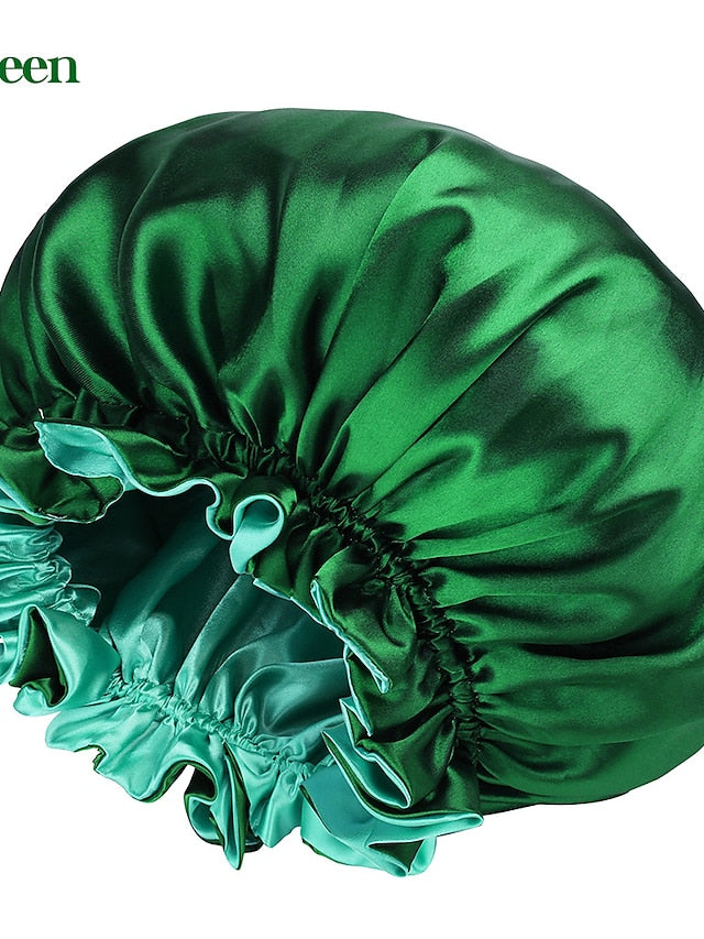 Large double-layer Satin nightcap female European and American large round cap chemotherapy cap Satin bonnet - LuckyFash™