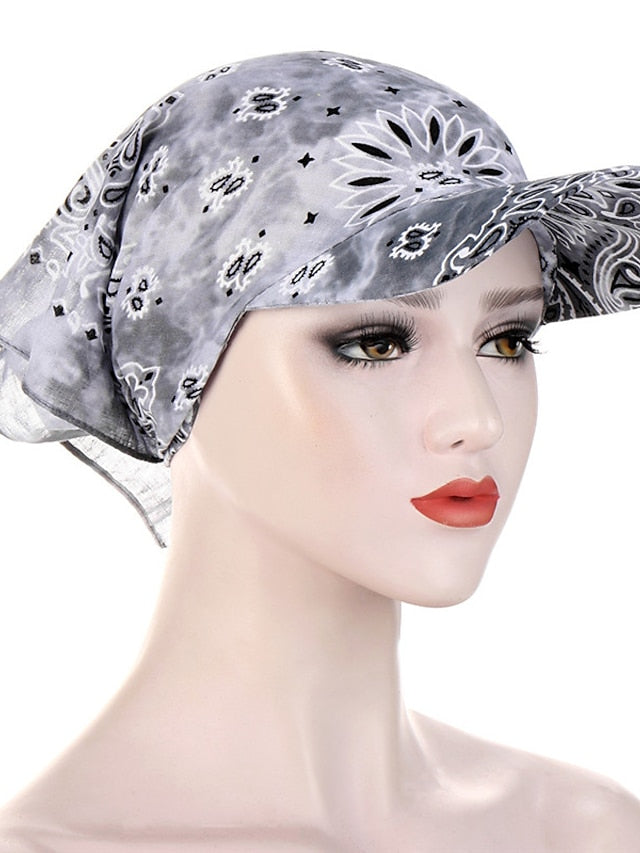 Women Bandana Scarf Cap Sunscreen Hedging Cap Printed Brim Baseball Cap Colorful Sunshade Hooded Scarf Headpiece Headscarf Baseball Hat - LuckyFash™