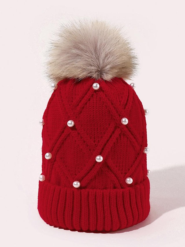 new women's wool knitted hat autumn and winter warm wool ball cap thickened wild face-lift travel hat - LuckyFash™