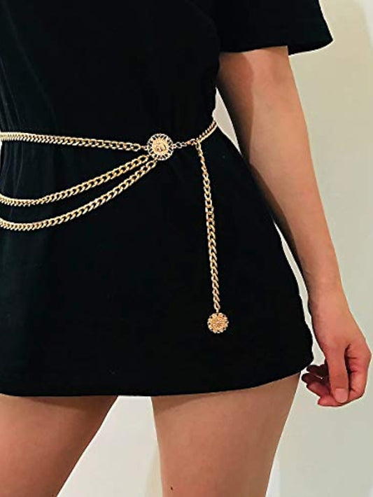Women's Chain Party Wedding Street Dailywear Gold Silver Belt Pure Color Fall Winter Spring Summer Alloy - LuckyFash™