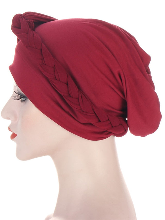 Women Lady Muslim One Half Braid Head Turban Wrap Cover Soft Hat Hair Loss Bonnet Beanies - LuckyFash™
