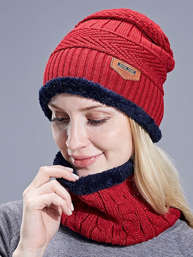 Men's Women's Slouchy Beanie Hat Winter Warm Set Outdoor Home Daily Solid / Plain Color Knitting Casual Casual / Daily 1 Pack - LuckyFash™