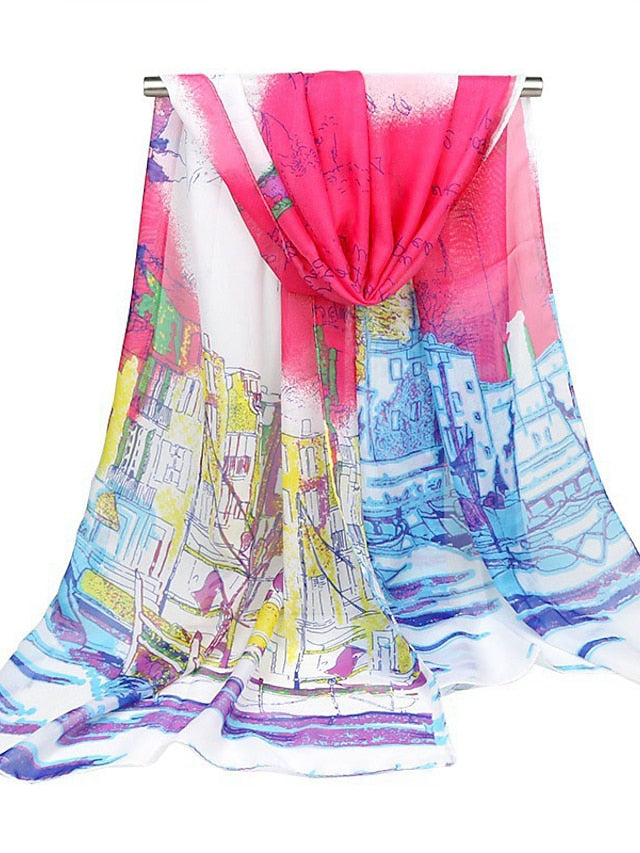 Scarves Satin Scarves Shawl Party Gift Daily Wear Chiffon Vintage Retro 1 PC for Women - LuckyFash™