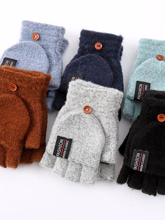 Men's Women's Fingerless Gloves Warm Winter Gloves Gift Daily Letter Polyester Acrylic Fibers Simple Warm 1 Pair - LuckyFash™