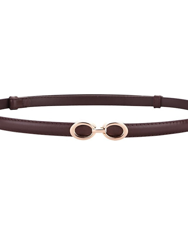 Women's Belt Genuine Leather Wine Red White Black Dark Green khaki Buckle Vacation Dress Work Solid Color - LuckyFash™