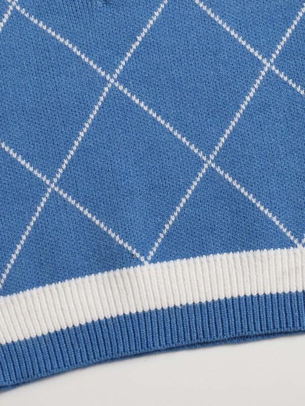 Argyle Pattern Sweater Vest-Blue - LuckyFash™