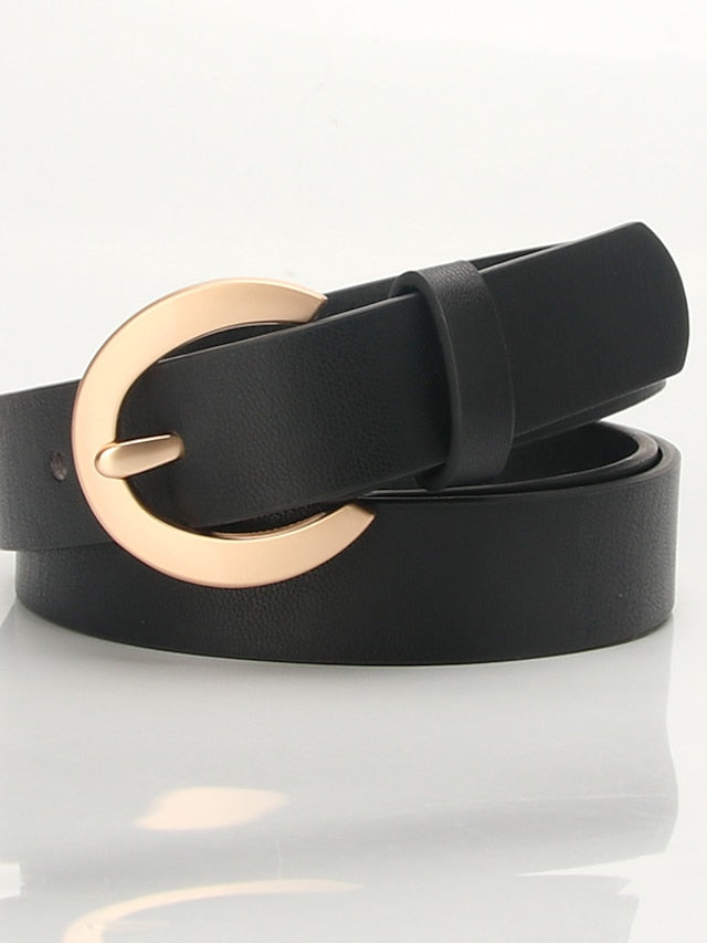 Women's Unisex PU Buckle Belt PU Leather Prong Buckle D-ring Casual Classic Gift Daily White Black Orange Brown - LuckyFash™