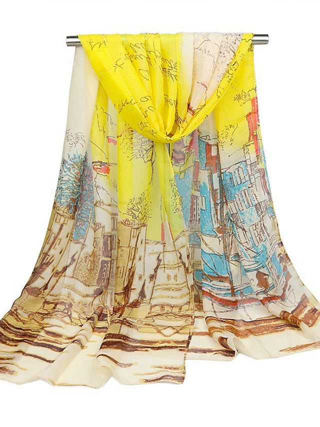 Scarves Satin Scarves Shawl Party Gift Daily Wear Chiffon Vintage Retro 1 PC for Women - LuckyFash™