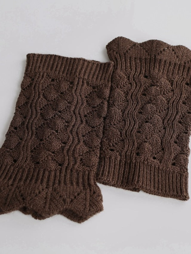 Leg Warmers Boot Cuffs Home Daily Solid Color Knit Casual Boho / Bohemian Warm 1 Pair for Women - LuckyFash™