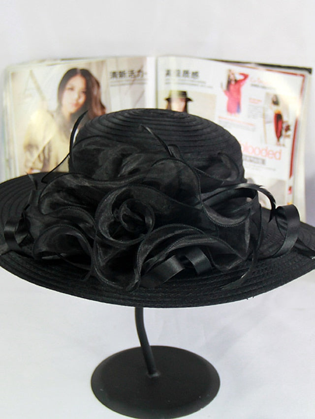 Women's Party Hat Party Street Daily Flower Solid Colored Black White Hat Basic Blue Fall Winter Spring - LuckyFash™