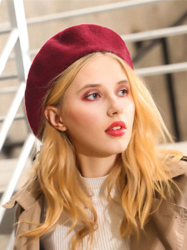 Women's Hat Beret Hat Winter Hats Green Black Purple Outdoor Street Dailywear Knit Pure Color Comfort Warm Breathable - LuckyFash™