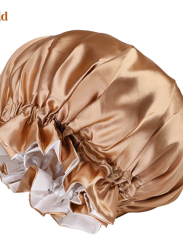 Large double-layer Satin nightcap female European and American large round cap chemotherapy cap Satin bonnet - LuckyFash™