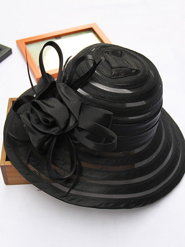 Women's Party Hat Party Wedding Street Ruffle Solid Color Black White Hat Yellow Red  Gray Fall Winter - LuckyFash™