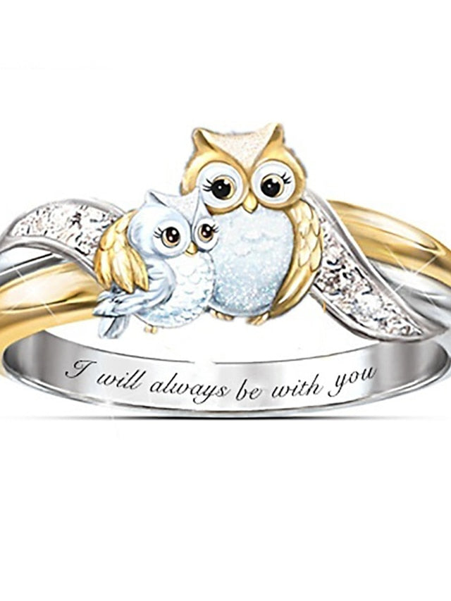 women declaration ring mom loves you forever inlaid zircon female ring turtle owl flower unicorn ring women girls gift jewelry (dolphin, 6) - LuckyFash™
