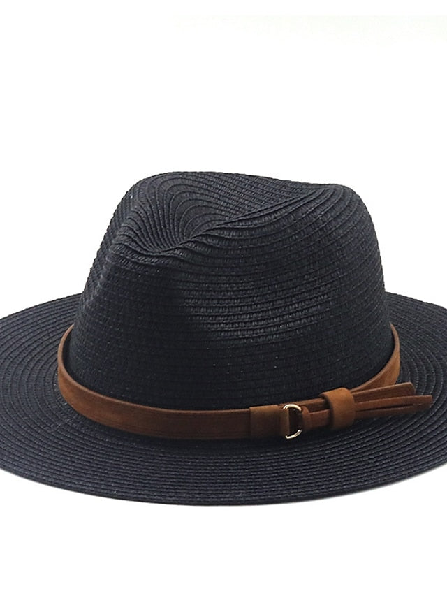 New Summer Straw Sun Hat Women Wide Brim Summer Outing Sun Visor Holiday Cool Hat Seaside Beach Sunscreen Hat Lady Jazz Hat - LuckyFash™