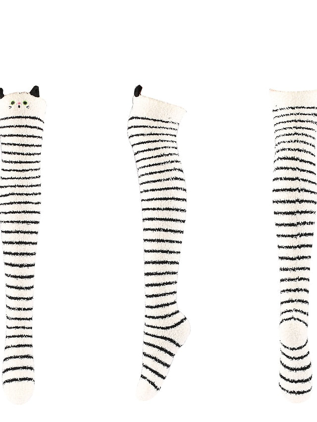 Women's Knee High Socks Home Daily Multi Color Polyester Spandex Basic Classic Warm Cute 1 Pair - LuckyFash™