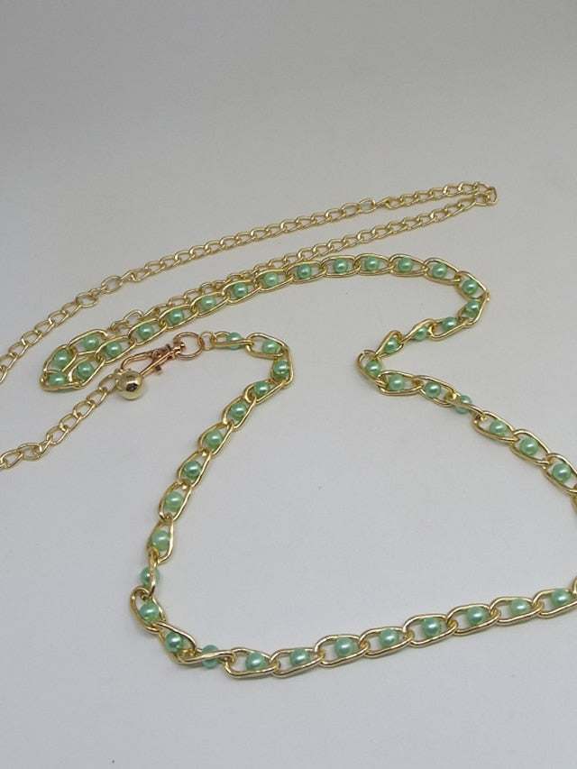Chain Belt Metal Chain Metal Bucke Geometric Formal Party Daily Green White Black Blue for Women - LuckyFash™