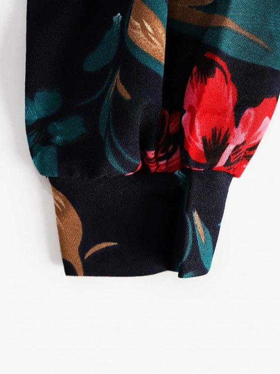 Belted Floral Surplice Bodycon Dress - LuckyFash™