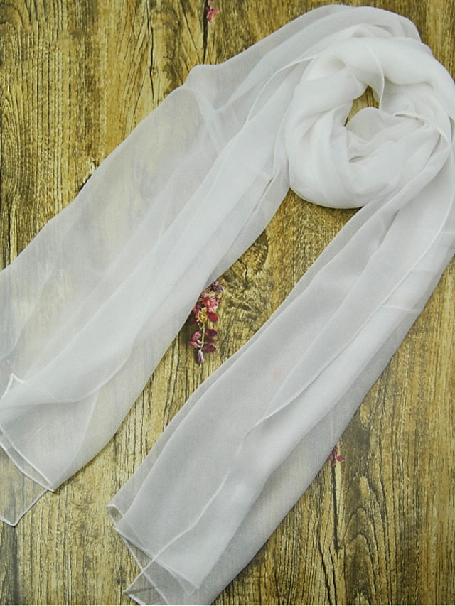 Women's Chiffon Scarf Dailywear Daily Date Red Pink Scarf Pure Color / Basic / Fall / Winter / Spring - LuckyFash™
