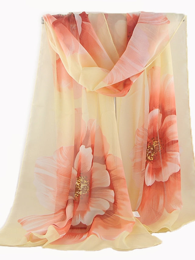 Women'S Large Floral Silk Scarf Cycling Sun Protection Long Scarf - LuckyFash™