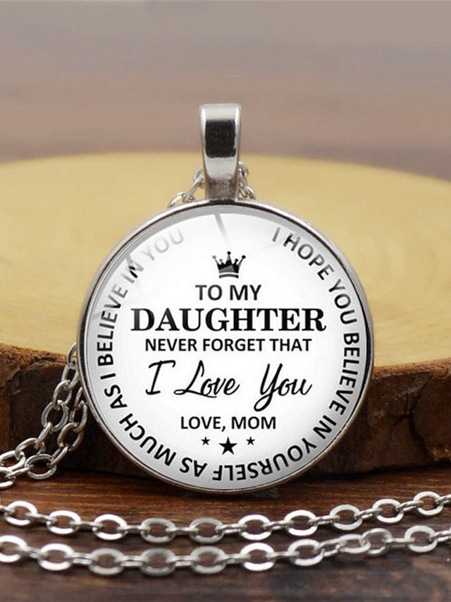 Women's necklace Fashion Street Letter Necklaces & To my Daughter Pendant Round Glass Necklaces / Sweater Chain Necklace - LuckyFash™