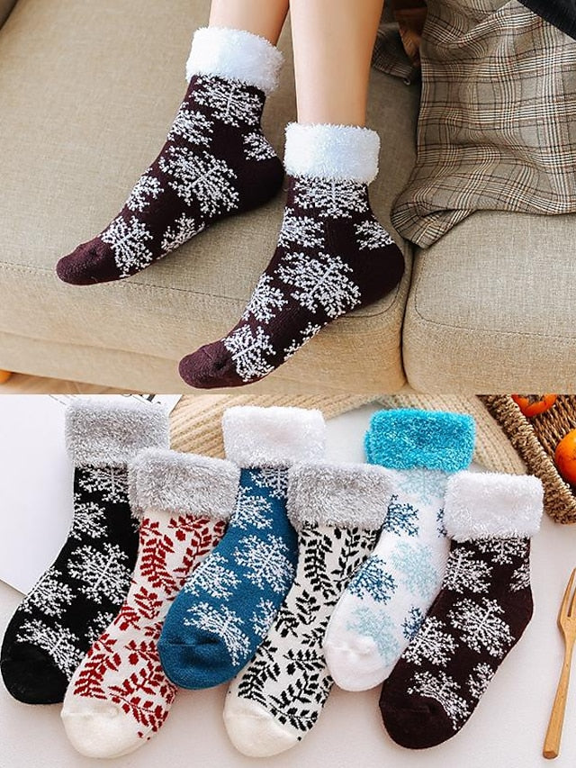 Women's Crew Socks Thick Winter Warm Socks Home Christmas Work Polyester Spandex Nylon Basic Casual Warm Elastic Casual 1 Pair - LuckyFash™