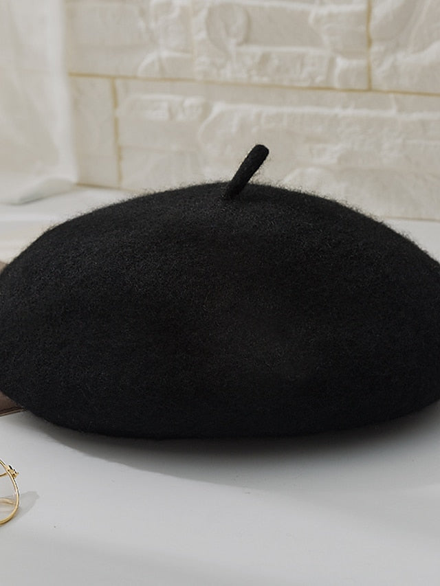 Women's Hat Beret Hat Black Pink Wine Outdoor Street Dailywear Fleece Pure Color Warm Breathable - LuckyFash™