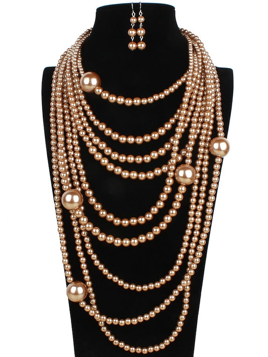 Women's necklace Chic & Modern Party Pure Color Jewelry Sets / Imitation Pearl / Gold / Fall / Winter / Spring - LuckyFash™