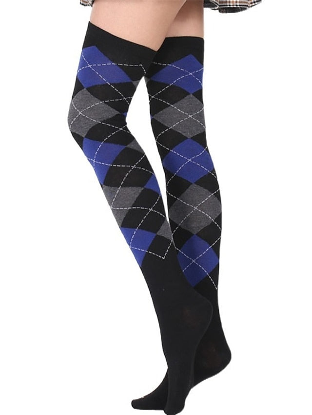 Women's Stockings Work Daily Holiday Plaid Polyester Cotton Simple Casual Lolita Casual Cute Casual / Daily 1 Pair - LuckyFash™
