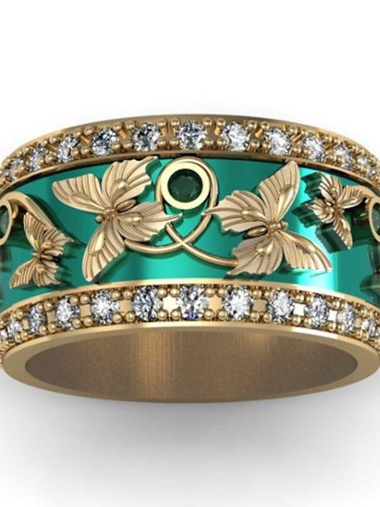 1PC Band Ring For Women's tiny diamond Daily Alloy Vintage Style Butterfly - LuckyFash™
