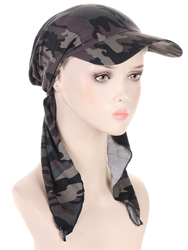 Camouflage Leopard Print Muslim Hijab Turban Hat for Women Girls Baseball Cap Sun Hats Headscarf Scarf Cap Solid Color Fashion Women Soft scarves - LuckyFash™